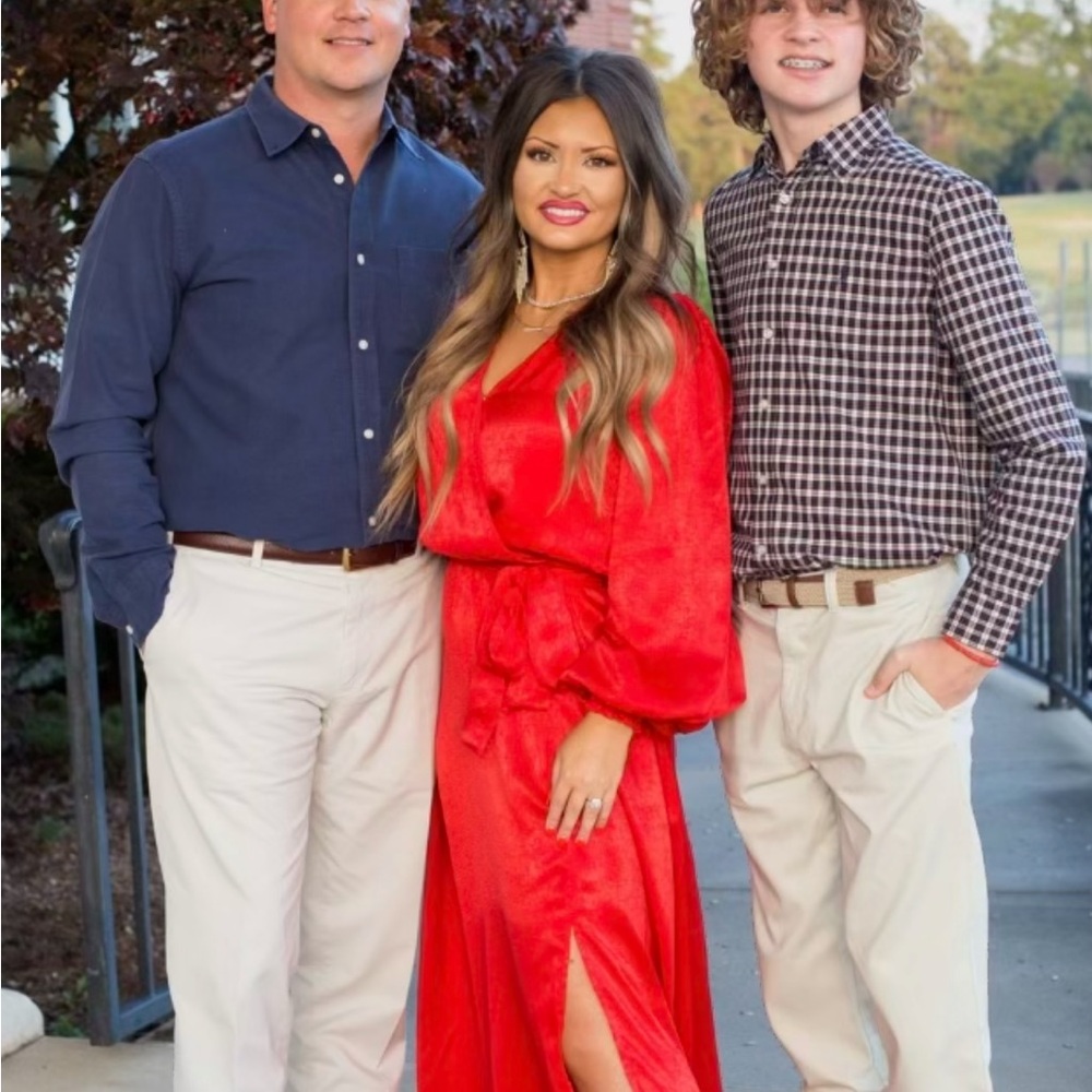 Aura Vibrant Red Long Sleeve Dress